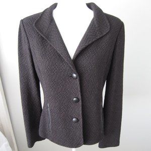 St John, Brown/Black Knit Blazer, Size 8
